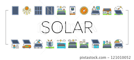 solar panels energy sun icons set vector 121010052