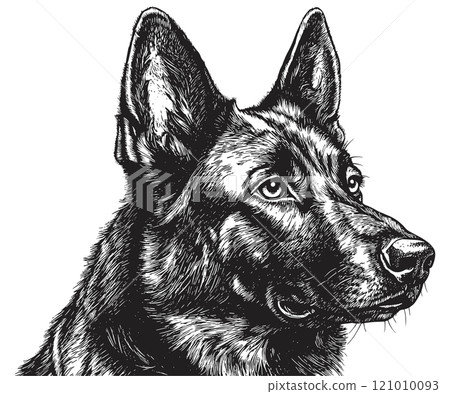 German Shepherd Detailed Vintage Engraving Illustration on White Background with Intricate Texture Classic Dog Breed Art Antique Style Canine Graphic Vintage Pet Portrait Design German Shepherd Detailed Vintage Engraving Illustration on White Background with Intricate Texture Classic Dog Breed Art Antique Style Canine Graphic Vintage Pet Portrait Design 121010093