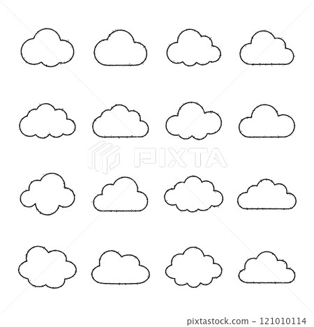 Cloud icon, hand-drawn style, cloudy, blurred 121010114