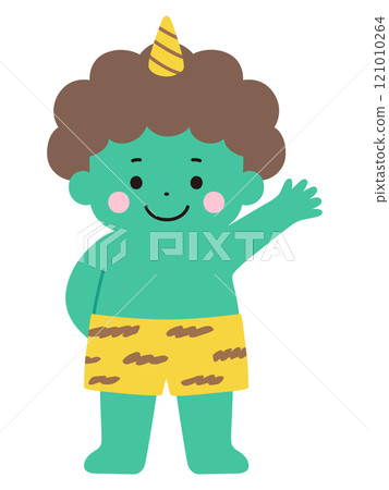 Vector illustration of a cute demon. Setsubun, horns Vector illustration of a cute demon. Setsubun, horns 121010264