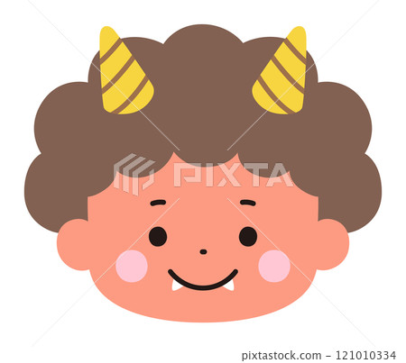 Vector illustration of a cute demon face. Setsubun, horns 121010334