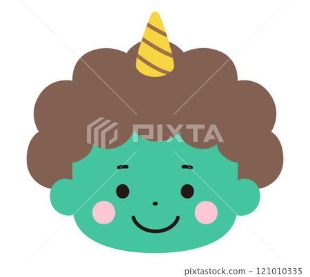 Vector illustration of a cute demon face. Setsubun, horns 121010335