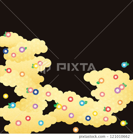 Background material-Japanese style (chrysanthemum) 4 121010662