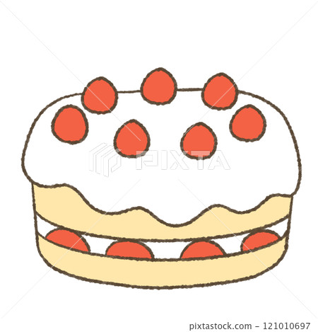 Cute illustration of a strawberry cake Cute illustration of a strawberry cake 121010697