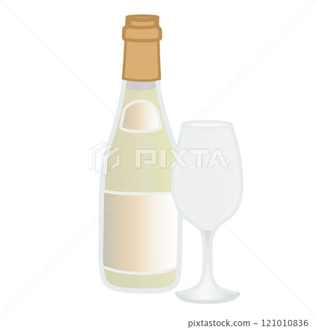 White wine and glass illustration 121010836