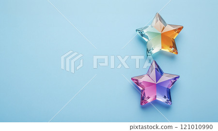 淺藍色背景 AI 影像上的兩顆透明星星 淺藍色背景 AI 影像上的兩顆透明星星 121010990