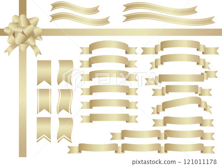Champagne gold ribbon material set 121011178