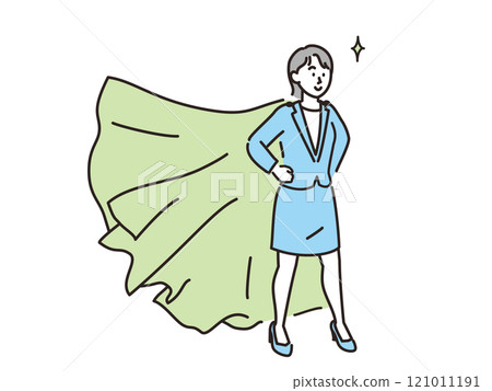 A woman wearing a cape stands up 121011191