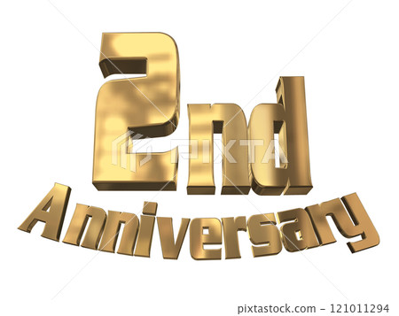 3DCG letters "2nd Anniversary/2nd Anniversary Mark Sparkling" Gold, Gold 3DCG letters "2nd Anniversary/2nd Anniversary Mark Sparkling" Gold, Gold 121011294