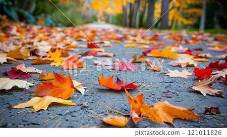 Colorful autumn leaves scatter a tranquil path, symbolizing the culmination of a distinguished teaching career. Colorful autumn leaves scatter a tranquil path, symbolizing the culmination of a distinguished teaching career. 121011826