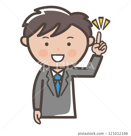 Illustration of a young male businessman explaining the points 121012186