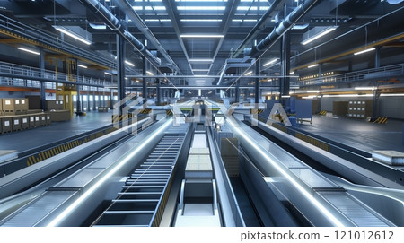 A high-tech logistics complex with automated delivery and advanced underground transit for improved efficiency. 121012612