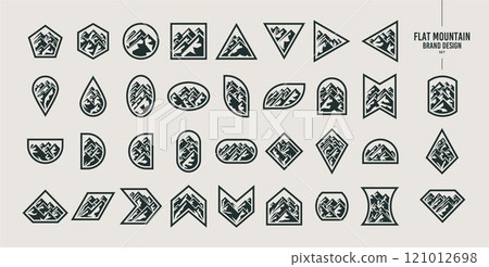 Set of basic shape mountain peak logo design 121012698