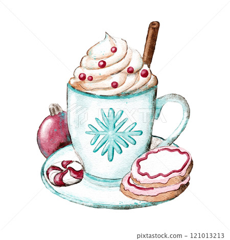 Hand drawn watercolor illustration of whipped cream coffee cappuccino drink beverage. Coffee cappuccino menu Christmas winter cafe, tasty sweet beige brown seasonal art, holiday organic cream white Hand drawn watercolor illustration of whipped cream coffee cappuccino drink beverage. Coffee cappuccino menu Christmas winter cafe, tasty sweet beige brown seasonal art, holiday organic cream white 121013213