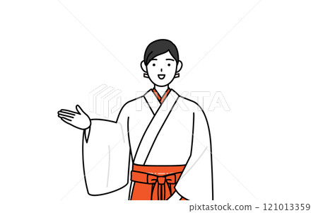 穿著白大褂、身穿猩紅色袴,為我們指引方向的巫女 穿著白大褂、身穿猩紅色袴,為我們指引方向的巫女 121013359