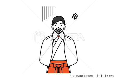 白衣、猩紅袴的巫女摀著臉，表情鬱悶 121013369