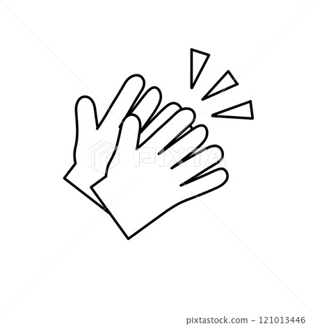 Applaud hand. Give five gesture. Outline clap applause pictogram 121013446