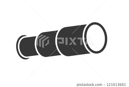 Telescope vector icon symbol shape. Space observation Spyglass. Astronomy symbol, logo sign. Vector illustration image. Isolated on white background. Telescope vector icon symbol shape. Space observation Spyglass. Astronomy symbol, logo sign. Vector illustration image. Isolated on white background. 121013681