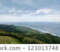 A view of the ocean and green countryside from the heights 121013748