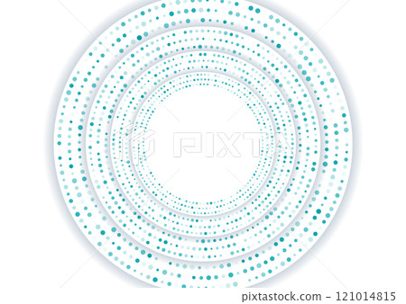 White paper circles with small blue sparkling halftone dots futuristic background White paper circles with small blue sparkling halftone dots futuristic background 121014815