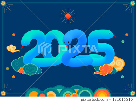 Illustration of a large snake representing the year 2025 Illustration of a large snake representing the year 2025 121015510