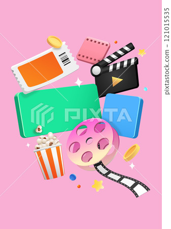 Collection of movie-related membership icons such as slate, ticket, popcorn, film, etc. Collection of movie-related membership icons such as slate, ticket, popcorn, film, etc. 121015535