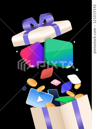 A collection of OTT-related membership icons such as smartphone applications, gift boxes, coins, videos, etc. A collection of OTT-related membership icons such as smartphone applications, gift boxes, coins, videos, etc. 121015542