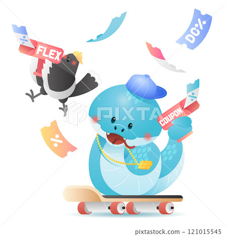Snake scattering coupons with a money gun Snake scattering coupons with a money gun 121015545