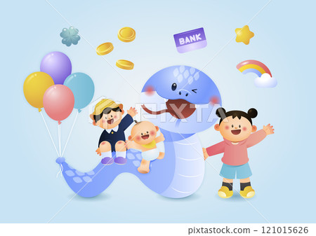 Snake illustration with children 121015626