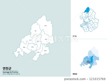 Detailed map illustration of Yeoncheon-gun, Gyeonggi-do, Korea 121015769