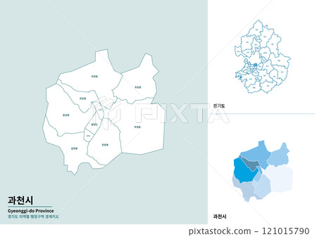 Detailed map illustration of Gwacheon-si, Gyeonggi-do, Korea Detailed map illustration of Gwacheon-si, Gyeonggi-do, Korea 121015790