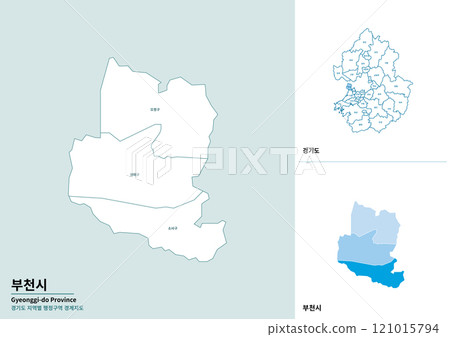 Detailed map illustration of Bucheon-si, Gyeonggi-do, Korea Detailed map illustration of Bucheon-si, Gyeonggi-do, Korea 121015794