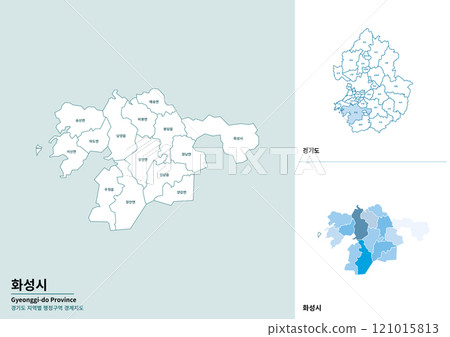 Detailed map illustration of Hwaseong-si, Gyeonggi-do, Korea Detailed map illustration of Hwaseong-si, Gyeonggi-do, Korea 121015813