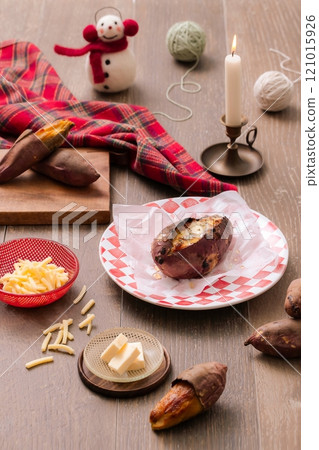 Sweet sweet potato dish plated with a winter concept Sweet sweet potato dish plated with a winter concept 121015926