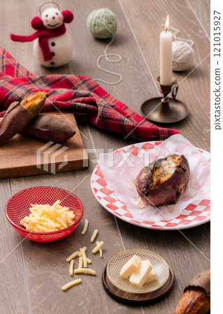 Sweet sweet potato dish plated with a winter concept 121015927