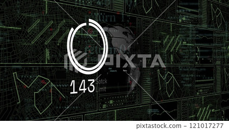 Image of scopes with data processing over black background Image of scopes with data processing over black background 121017277