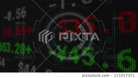 Image of financial data processing over scope scanning 121017351