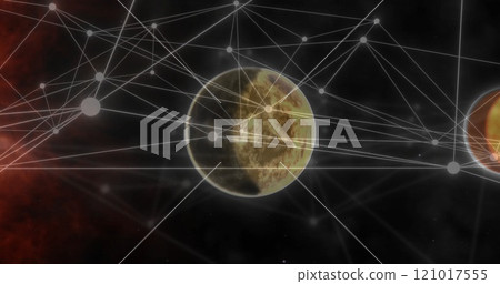 Image of network of connections over globe 121017555