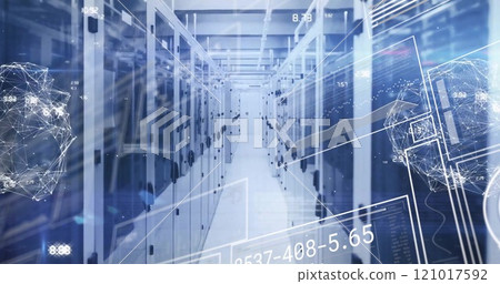 Image of digital data processing over computer servers 121017592
