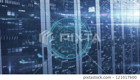 Image of data protection and digital data processing over computer servers 121017600