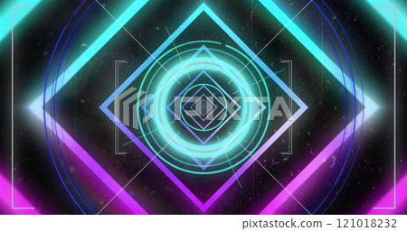 Image of data processing and scope over dark background 121018232