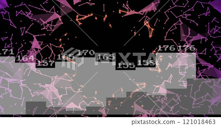 Image of shapes moving over diagrams with data Image of shapes moving over diagrams with data 121018463