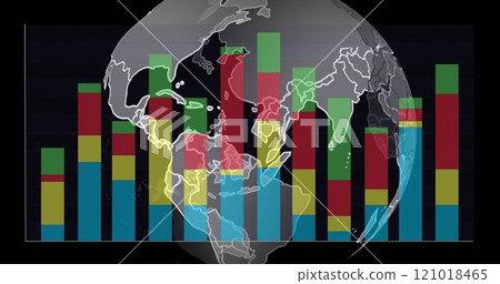 Image of spinning globe over diagrams Image of spinning globe over diagrams 121018465