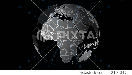 Image of spinning globe over binary coding 121018473