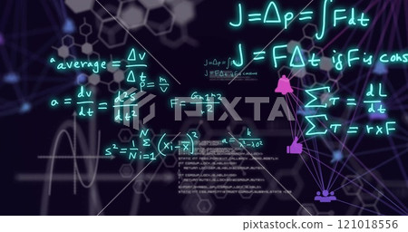 Image of scientific data processing over dark background Image of scientific data processing over dark background 121018556