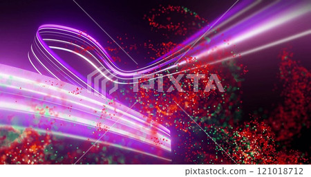 Colorful particles and light trails image over dark background Colorful particles and light trails image over dark background 121018712