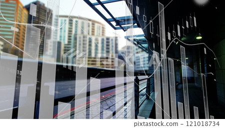Financial data charts image over urban cityscape background Financial data charts image over urban cityscape background 121018734