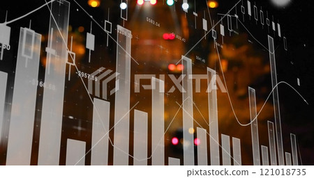 Financial data chart image over blurred lights background Financial data chart image over blurred lights background 121018735