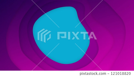 Image of morphing blue abstract shape moving on layered purple background 121018820