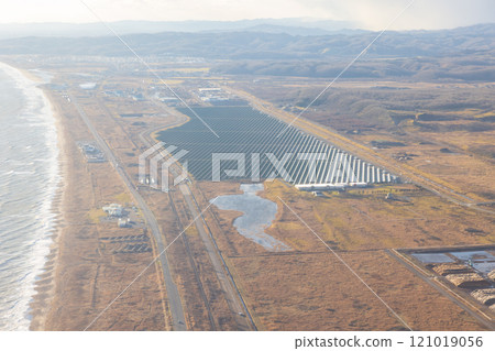 Solar power plant facing the Pacific Ocean in eastern Hokkaido 121019056